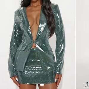 Sequin Blazer and Skirt Set